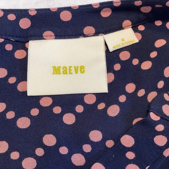 Maeve Top Women Sz M Blue Pink Button Down Polka Dot Long Sleeve EUC - Picture 6 of 6